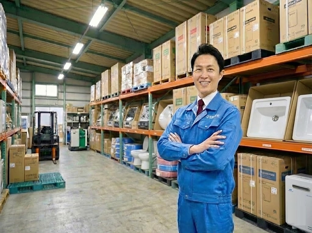 トイレの給水管からの水漏れを止水栓で止めて点検する様子(安全優先)