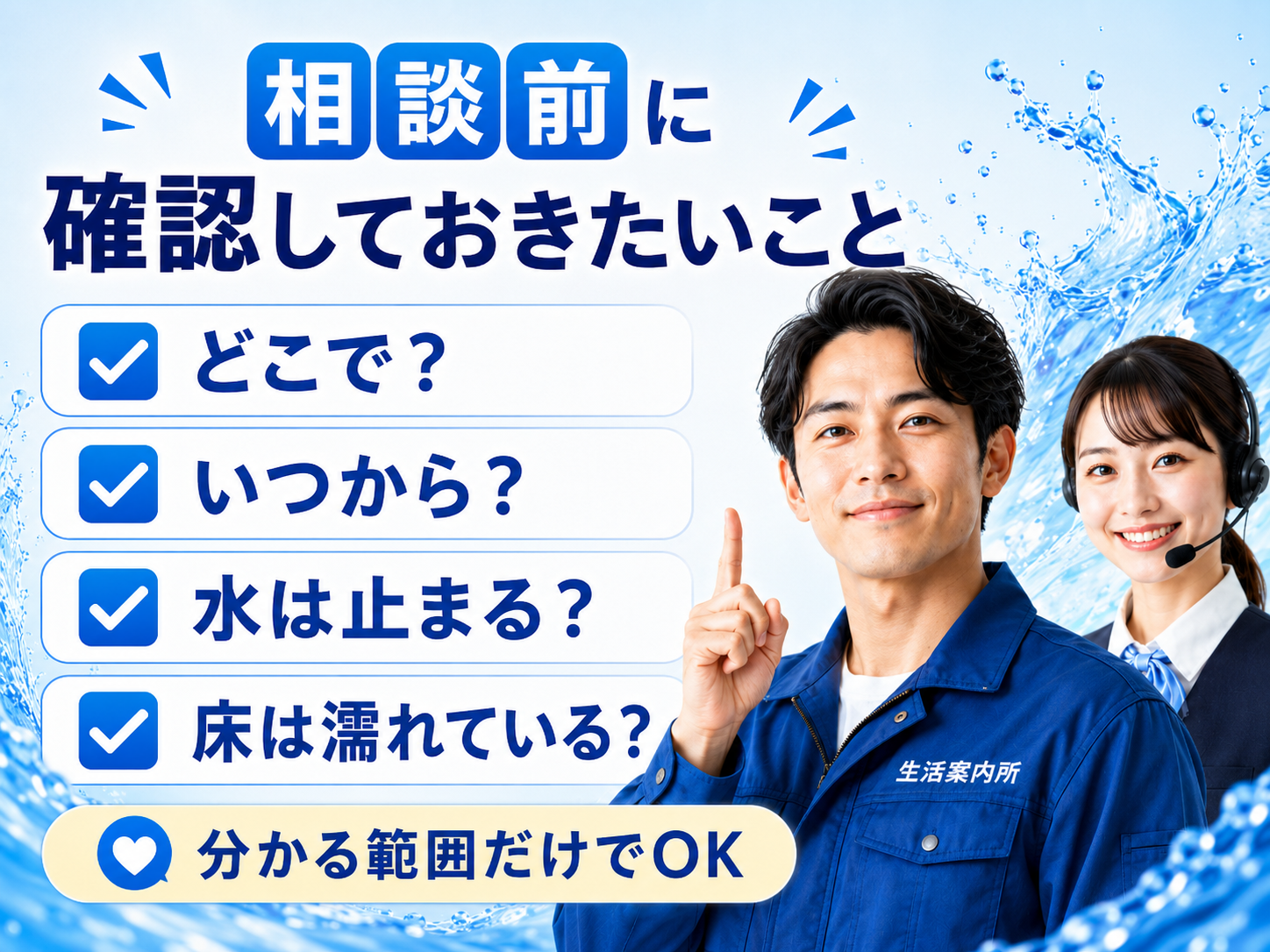 水回り修理でよく読まれるテーマを案内する画像
