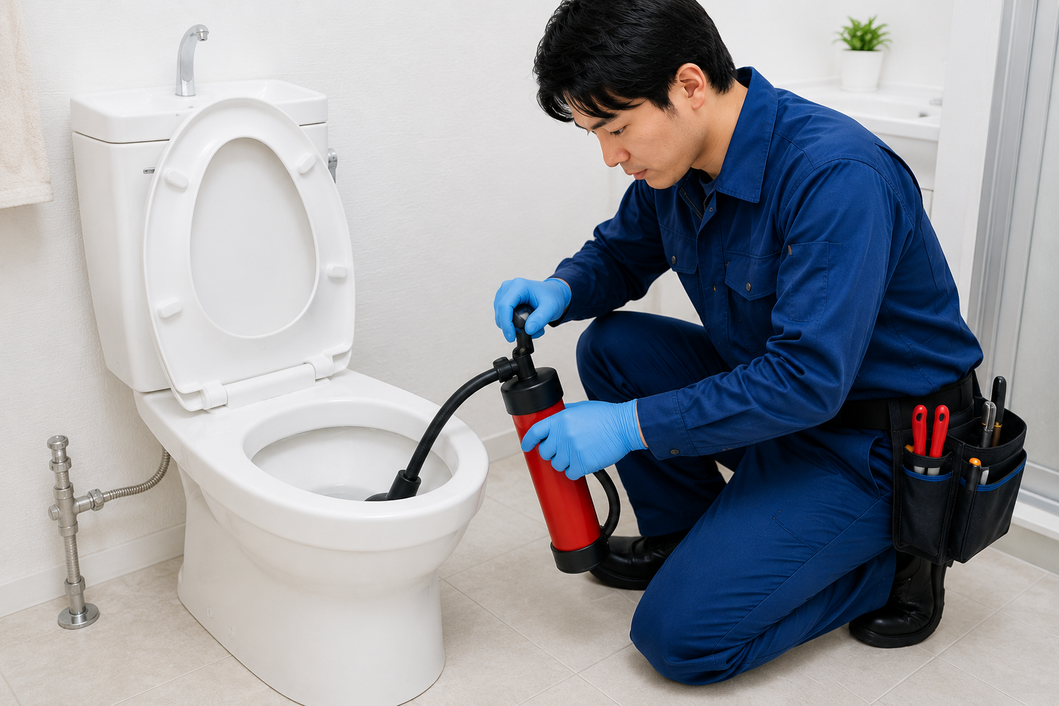 トイレまわりを清潔に確認している様子